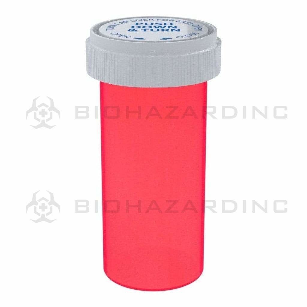 Biohazard Inc Reversible Cap Vial 40 Dram - Reversible Vial 150 Count - Red