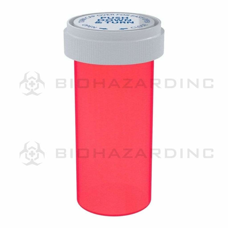 Biohazard Inc Reversible Cap Vial 40 Dram - Reversible Vial 150 Count - Red