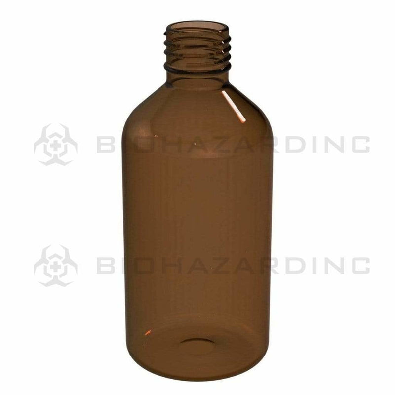 Biohazard Inc Glass bottles 4oz Amber Boston Round - 128 Count