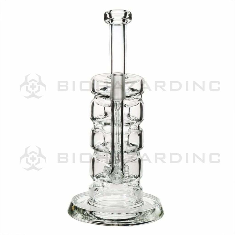 Biohazard Inc Glass Dab Rig 5" Donut Stacker Recycler Stemless Dab Rig 14mm - Clear