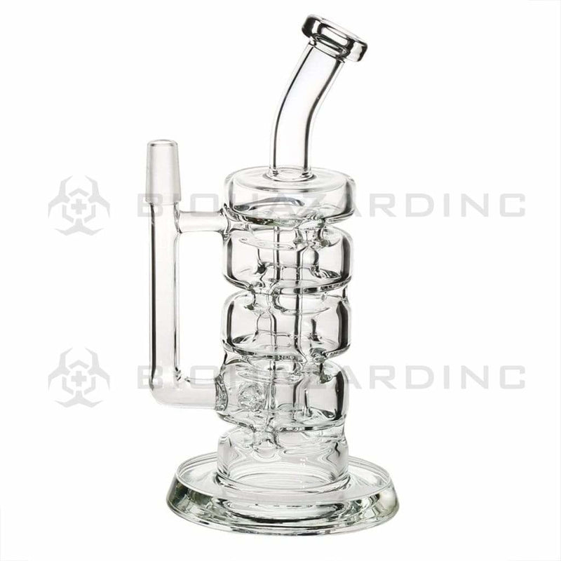 Biohazard Inc Glass Dab Rig 5" Donut Stacker Recycler Stemless Dab Rig 14mm - Clear