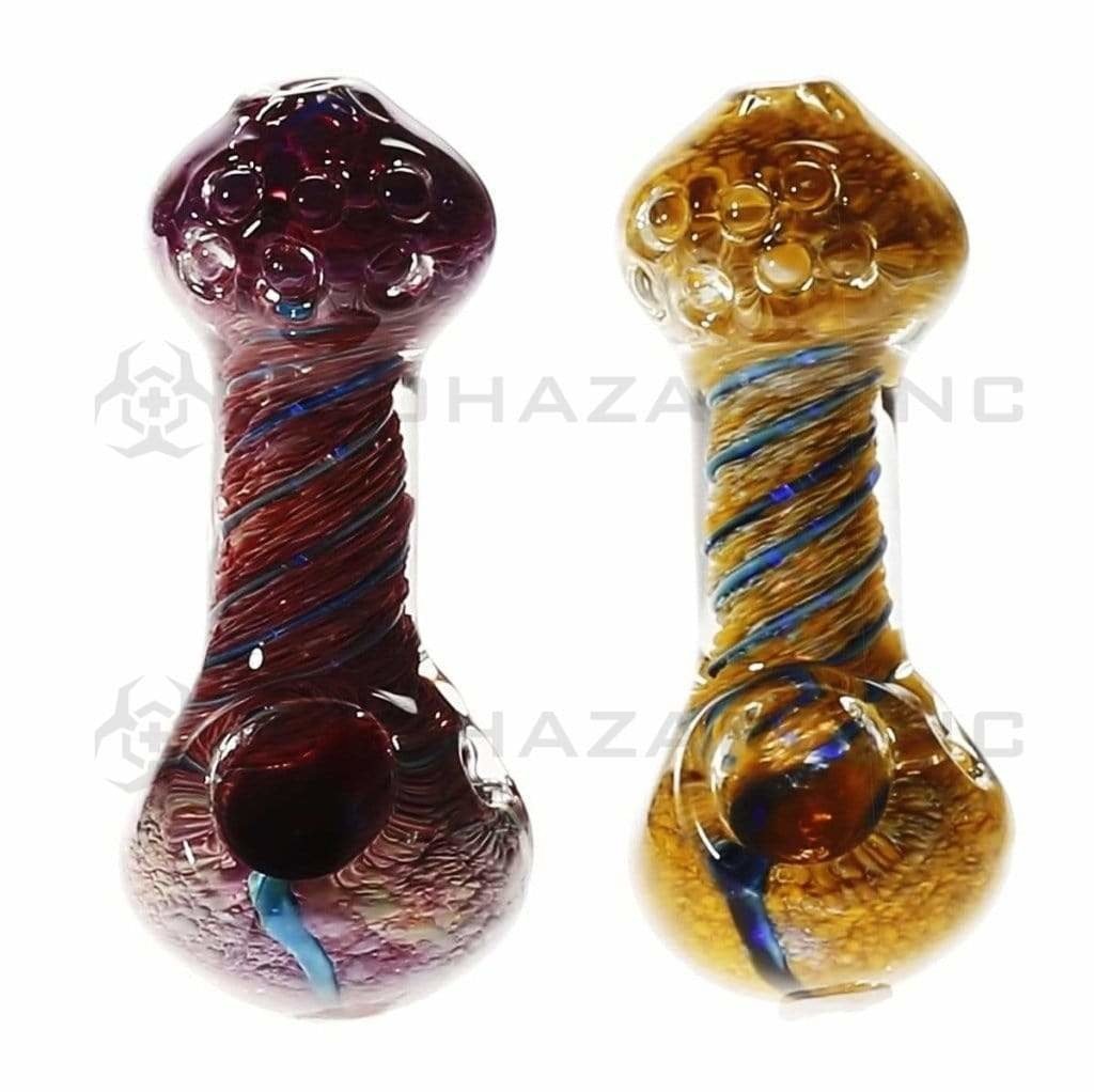 Biohazard Inc Glass Hand Pipe 5" Frit Hand Pipe with Marbled Tip