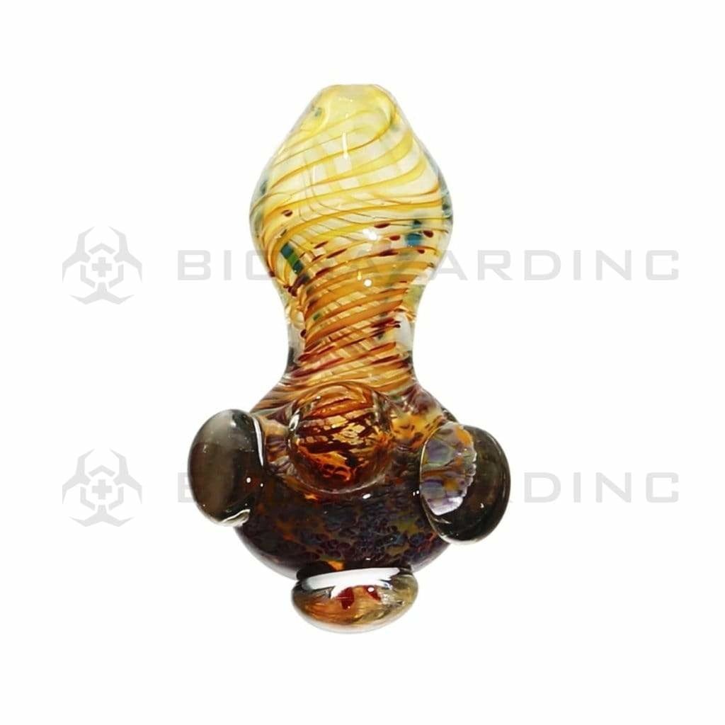 Biohazard Inc Glass Hand Pipe 5" Heavy Fumed Frit W/ marbles Hand Pipe