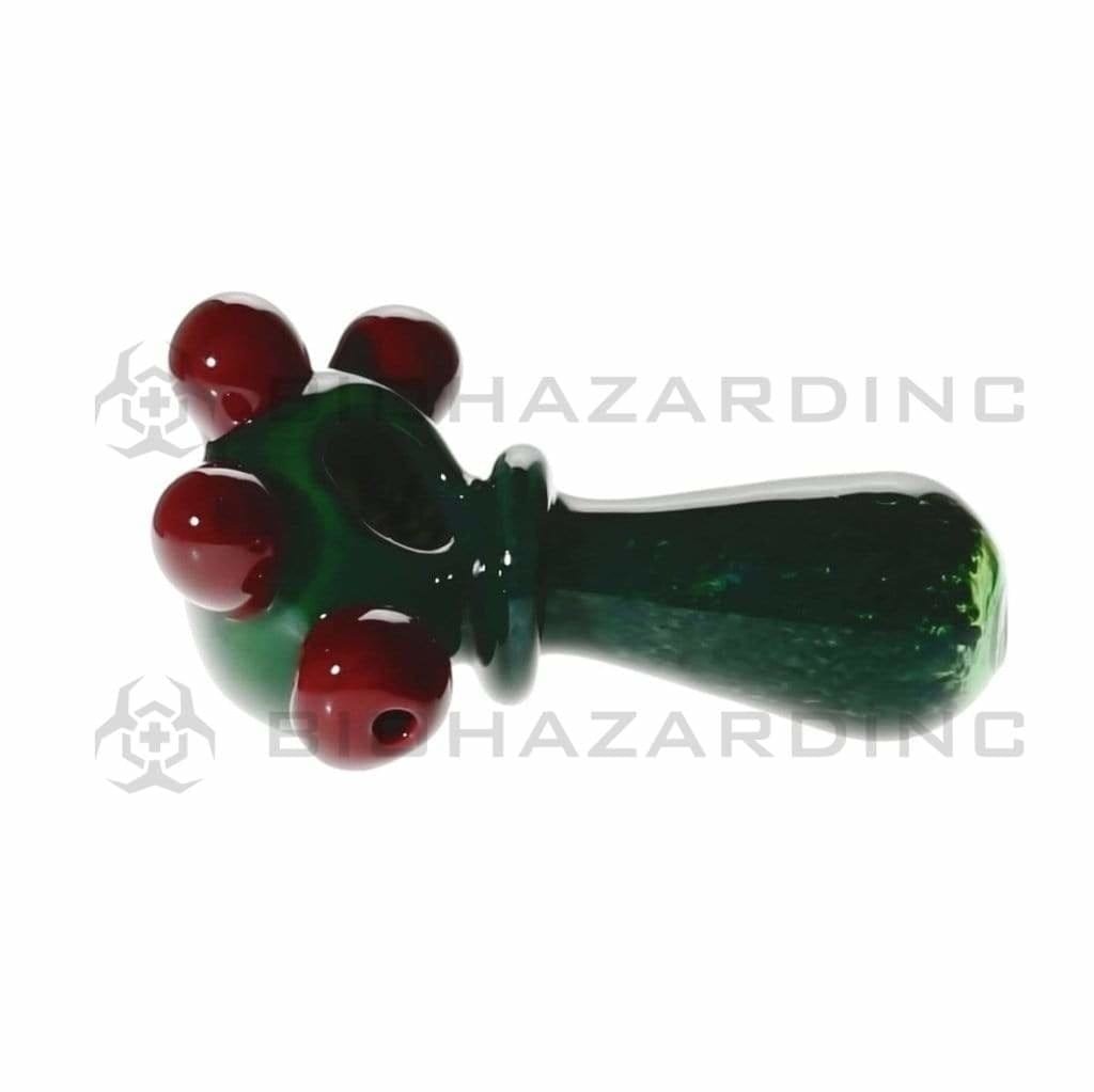 Biohazard Inc Glass Hand Pipe 5" Marbles with Ring Hand Pipe - Green Frit