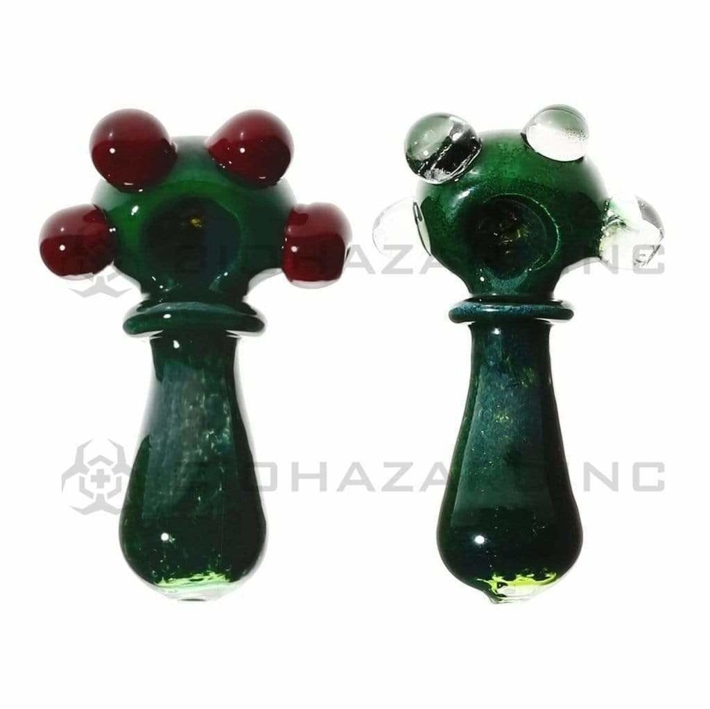 Biohazard Inc Glass Hand Pipe 5" Marbles with Ring Hand Pipe - Green Frit