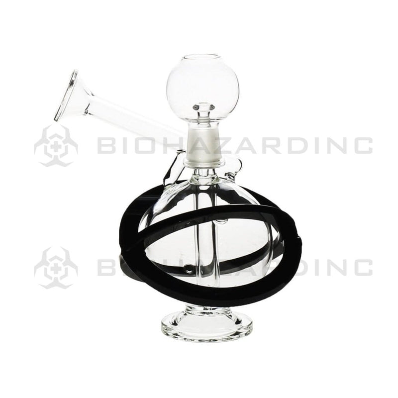 Biohazard Inc Glass Dab Rig 5" Mini Orb Dab Rig 14mm -  Clear with Black X