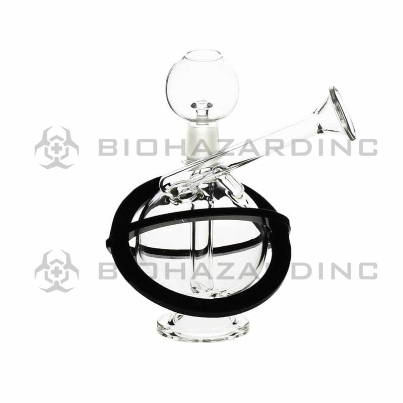 Biohazard Inc Glass Dab Rig 5" Mini Orb Dab Rig 14mm -  Clear with Black X