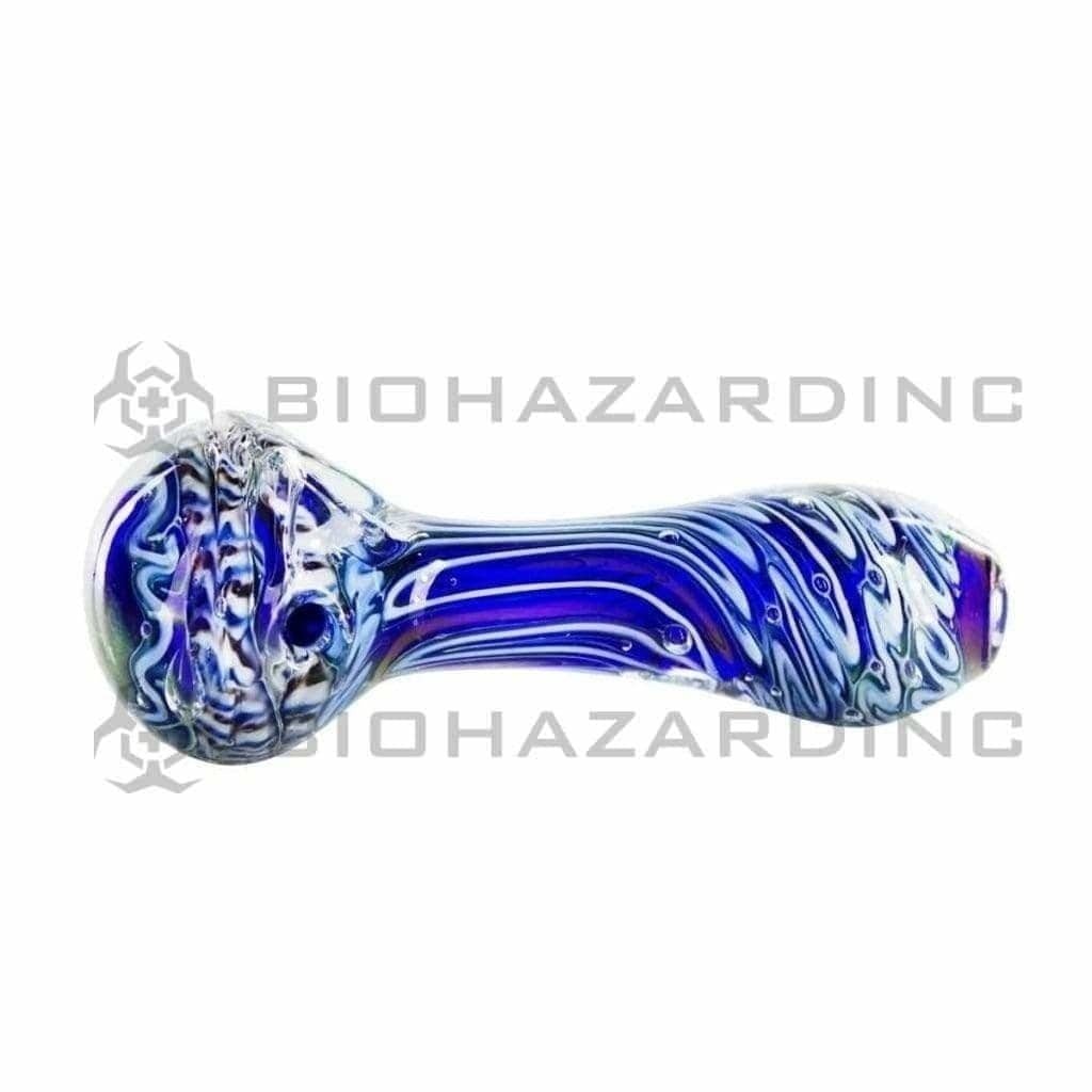 Biohazard Inc Glass Hand Pipe 5" Ocean Lined Hand Pipe - Multi Color