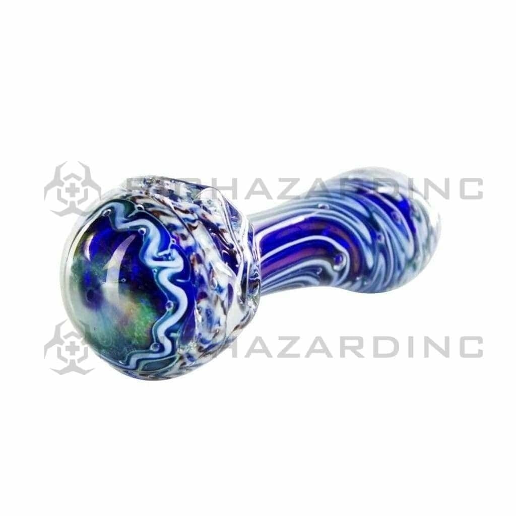 Biohazard Inc Glass Hand Pipe 5" Ocean Lined Hand Pipe - Multi Color