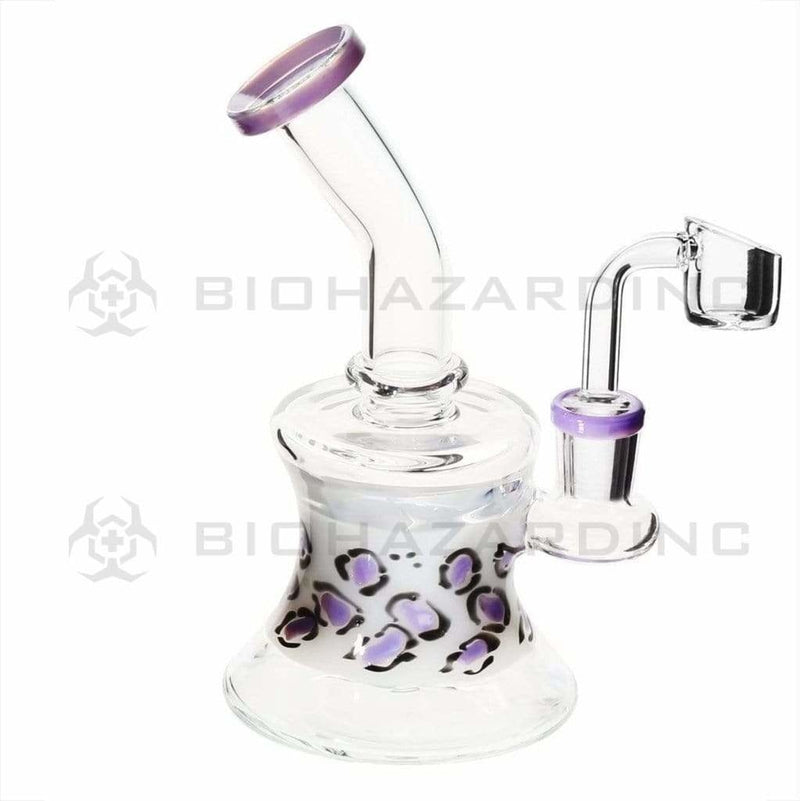 Biohazard Inc Glass Dab Rig 5" White w/ Wisteria Banger Hanger