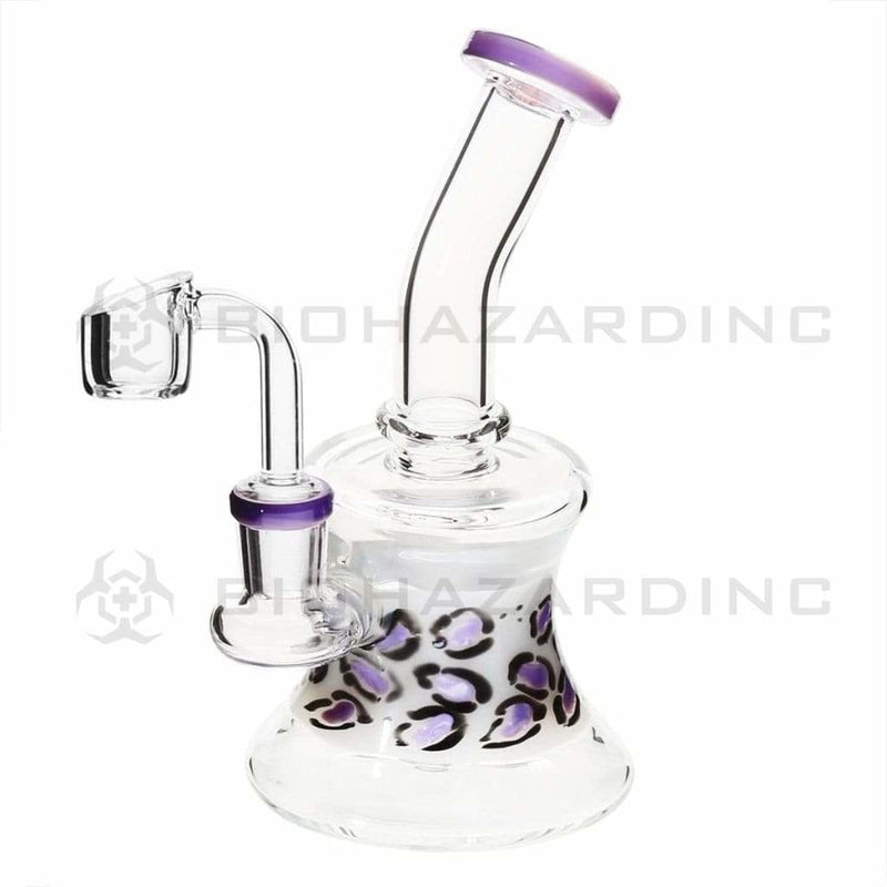 Biohazard Inc Glass Dab Rig 5" White w/ Wisteria Banger Hanger