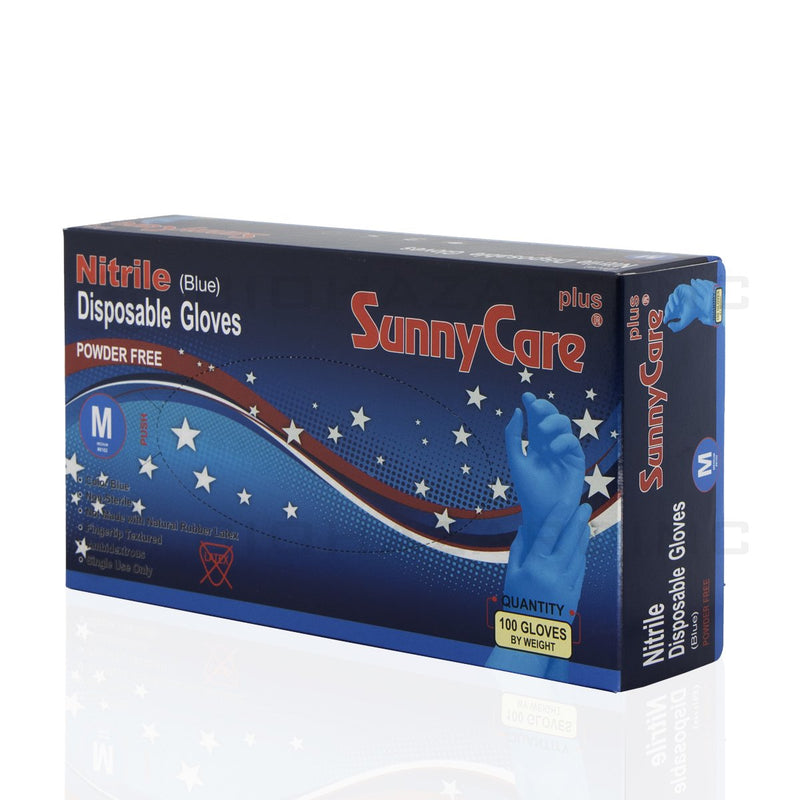 SunnyCare Nitrile Disposable Powder-Free Gloves | Medium | 100 Count