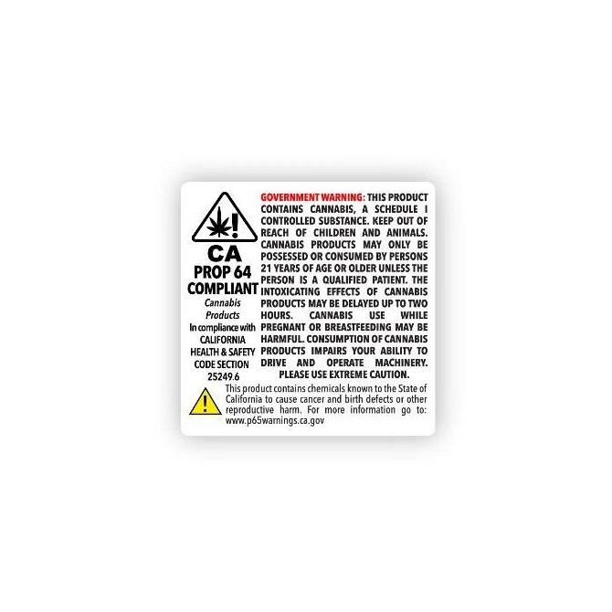 CA Prop 64 Warning Labels | 2 in X 2 in | 1000 Count