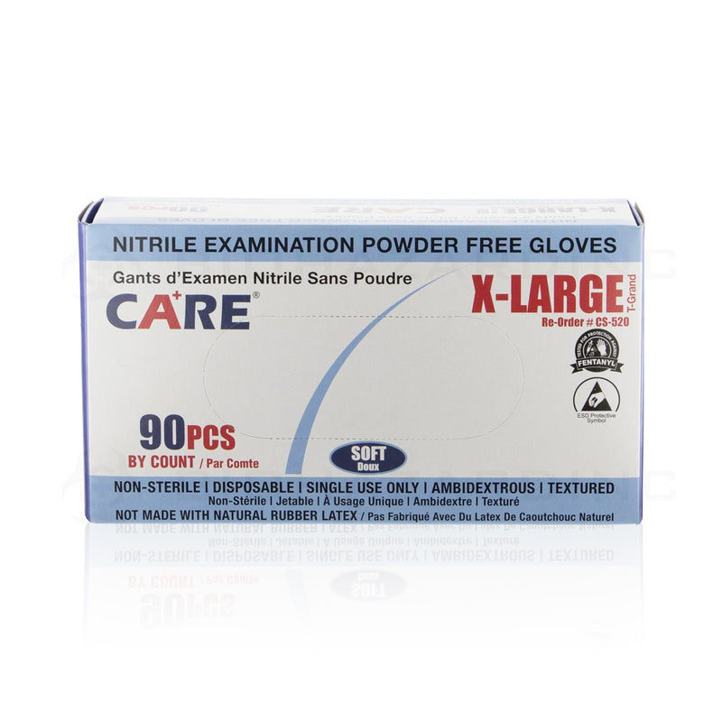 CARE | Nitrile Examination Powder Free Gloves | Extra Large