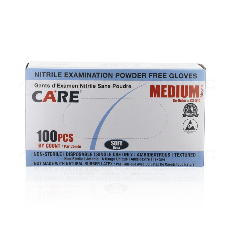 CARE | Nitrile Examination Powder Free Gloves | Medium