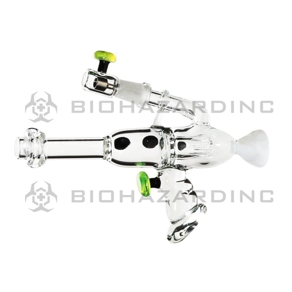 Biohazard Inc Glass Bubbler 6"-7" Ray Gun Stemless Novelty Pipe with Color - 10mm Fitting