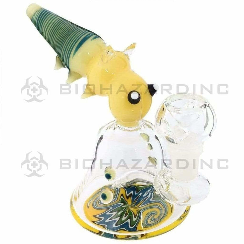 Biohazard Inc Glass Dab Rig 6" Bee Water Pipe Wig Wag Base Design Bowl + Banger