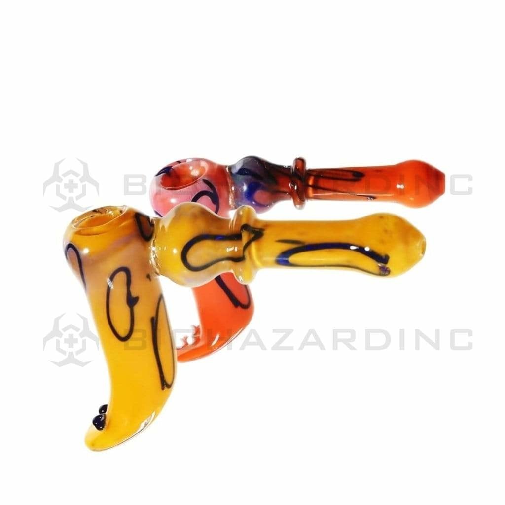 Biohazard Inc Glass Bubbler 6" Diffused Hammer Straight - Assorted Color Rings