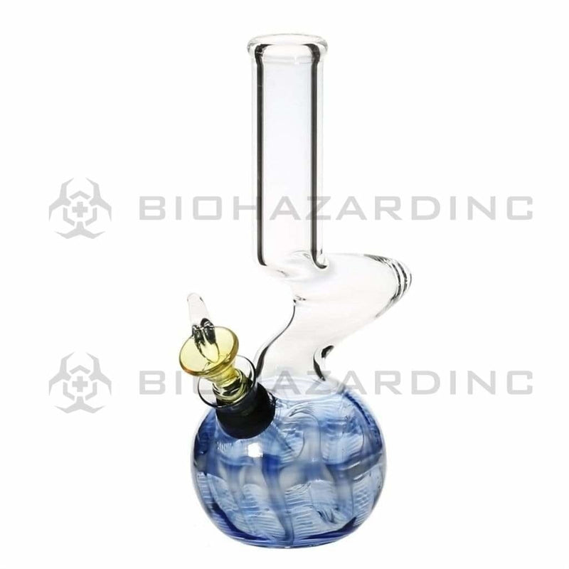 Biohazard Inc Glass Bong 6" Elbow Water Pipe w/ Slide - Blue Rake