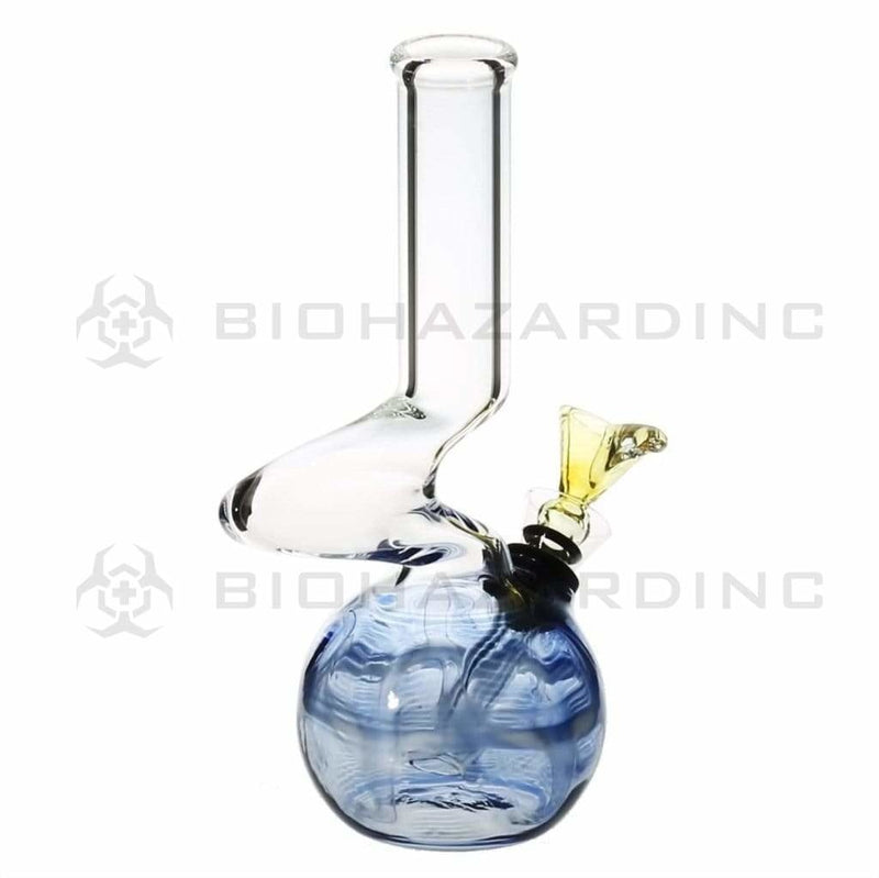 Biohazard Inc Glass Bong 6" Elbow Water Pipe w/ Slide - Blue Rake