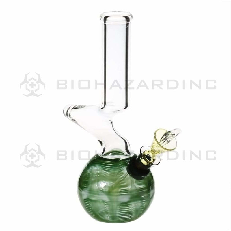 Biohazard Inc Glass Bong 6" Elbow Water Pipe w/ Slide - Green Rake