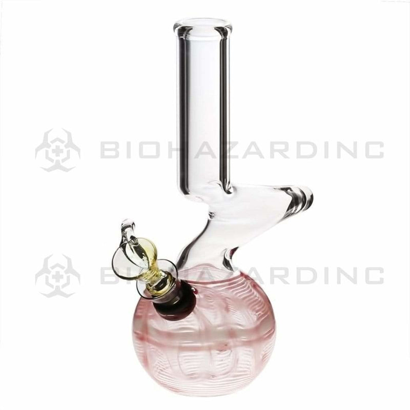 Biohazard Inc Glass Bong 6" Elbow Water Pipe w/ Slide - Red Rake