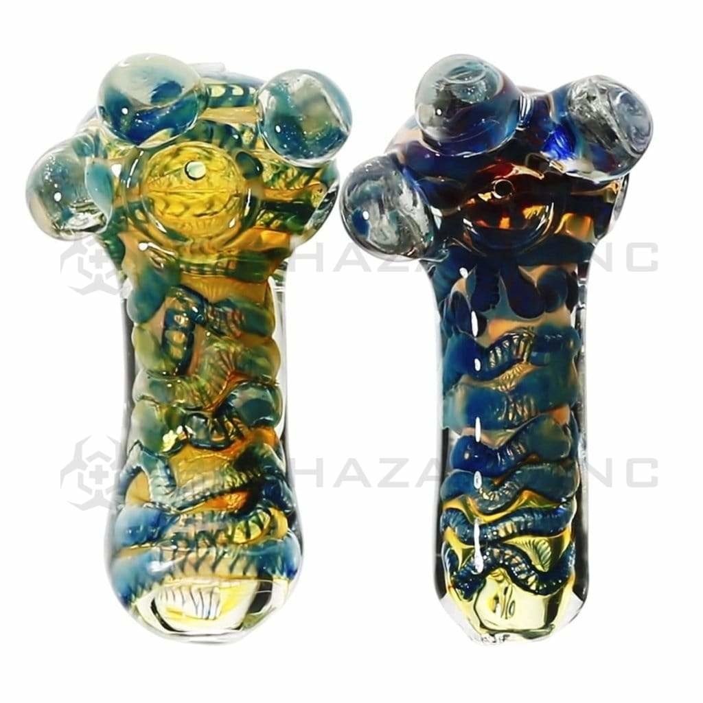 Biohazard Inc Glass Hand Pipe 6" Fume Frit 3 Marble Hand Pipe