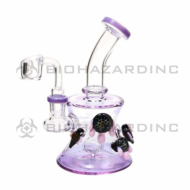 Biohazard Inc Glass Dab Rig 6" Honey Bee Banger Hanger w/ Banger - Wisteria