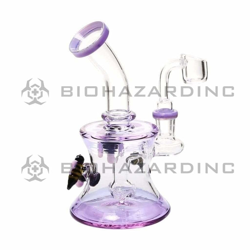 Biohazard Inc Glass Dab Rig 6" Honey Bee Banger Hanger w/ Banger - Wisteria