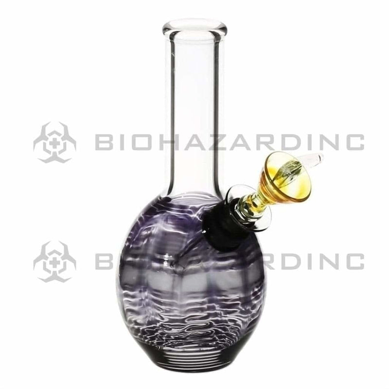 Biohazard Inc Glass Bong 6" Mini Round Water Pipe w/ Slide - Black Rake