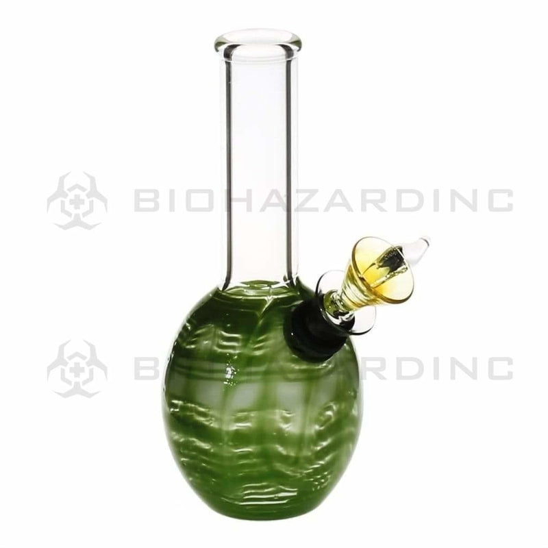 Biohazard Inc Glass Bong 6" Mini Round Water Pipe w/ Slide - Green Rake