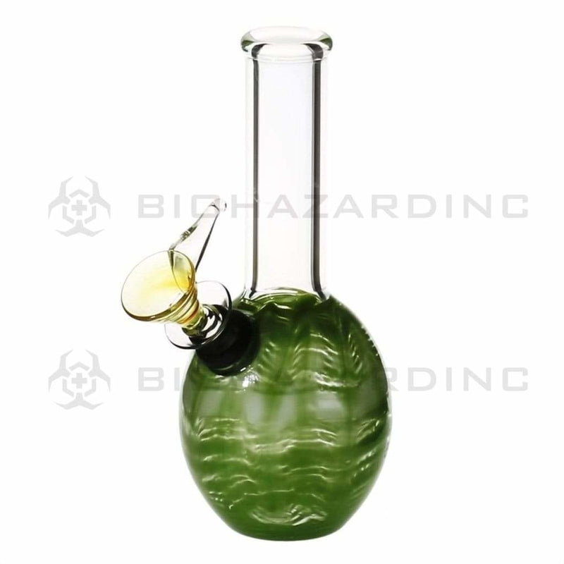 Biohazard Inc Glass Bong 6" Mini Round Water Pipe w/ Slide - Green Rake