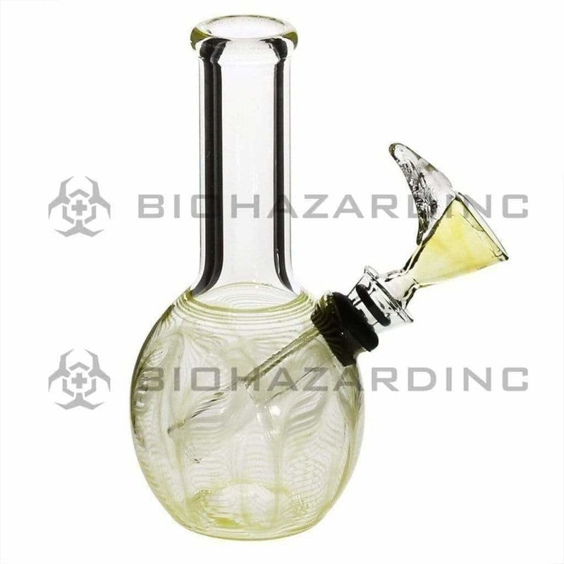 Biohazard Inc Glass Bong 6" Mini Round Water Pipe w/ Slide - Yellow Rake