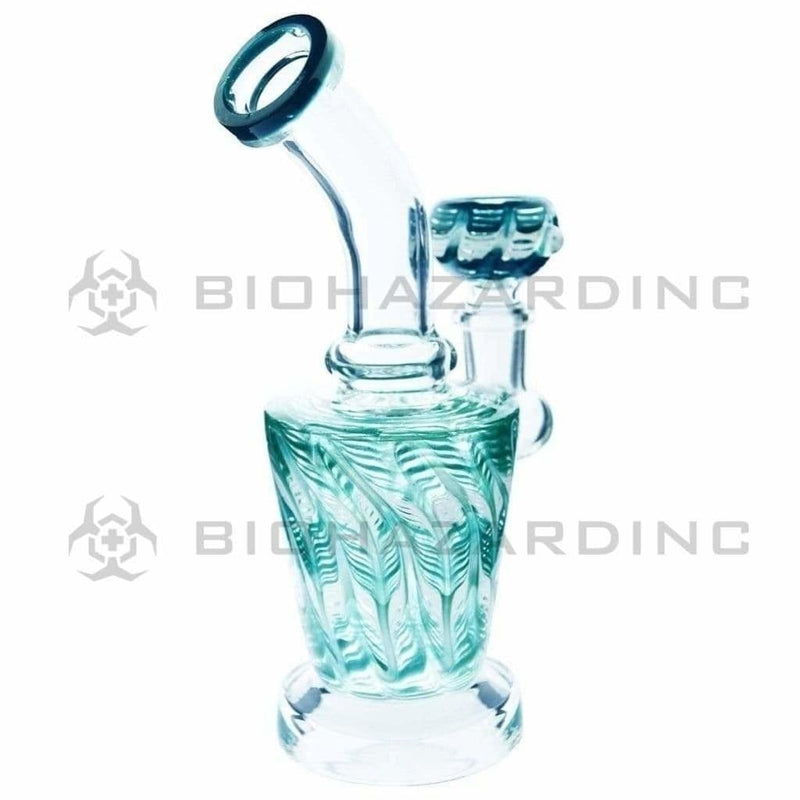 Biohazard Inc Glass Bong 6" Raked Bong w/ Banger Hanger & Bowl - Aqua