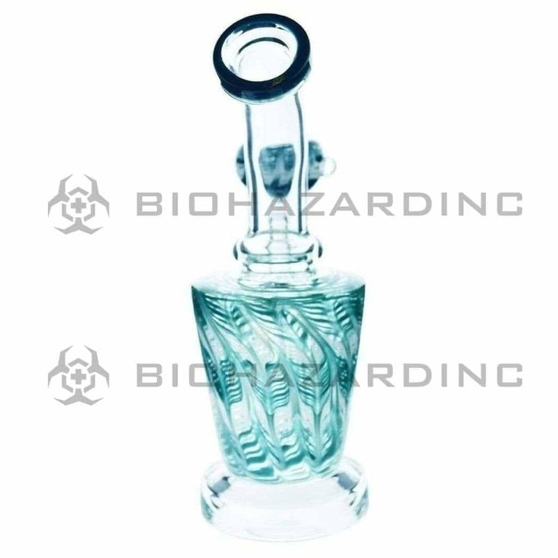 Biohazard Inc Glass Bong 6" Raked Bong w/ Banger Hanger & Bowl - Aqua