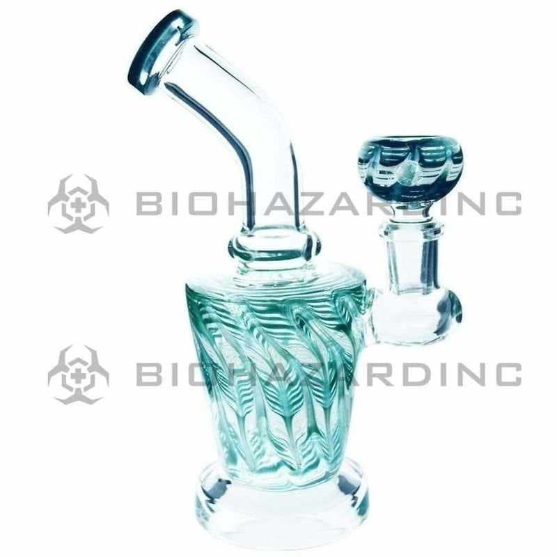 Biohazard Inc Glass Bong 6" Raked Bong w/ Banger Hanger & Bowl - Aqua