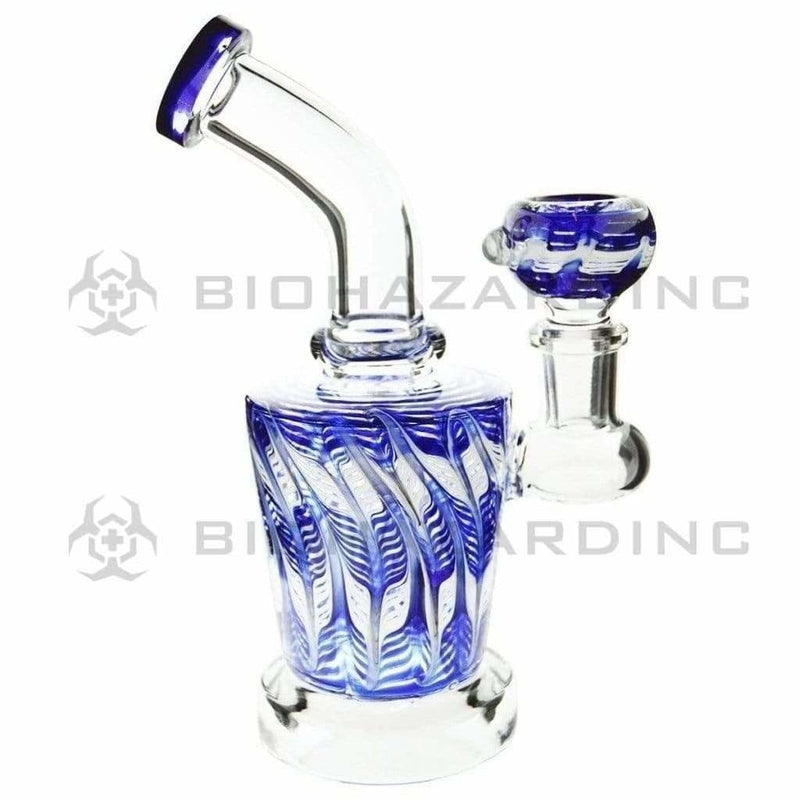 Biohazard Inc Glass Bong 6" Raked Dab Rig / Bong w/ Banger & Bowl - Blue