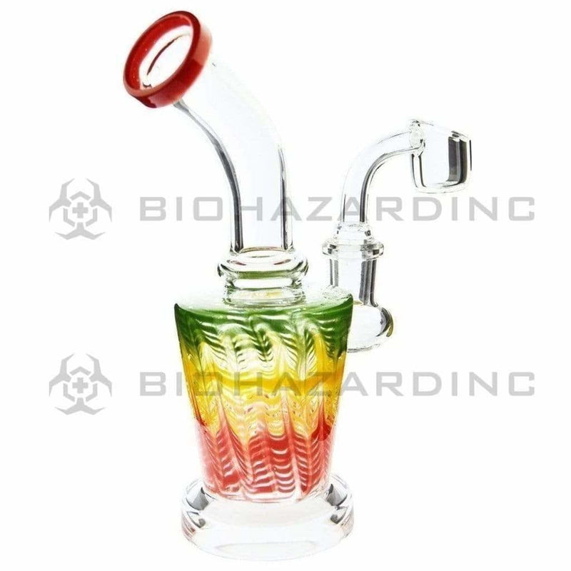 Biohazard Inc Glass Dab Rig 6" Raked Dab Rig / Bong w/ Banger & Bowl - Rasta