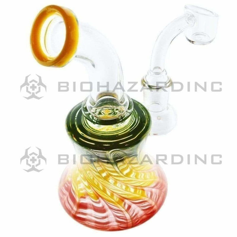 Biohazard Inc Glass Dab Rig 6" Raked Dab Rig / Bong w/ Banger & Bowl - Rasta