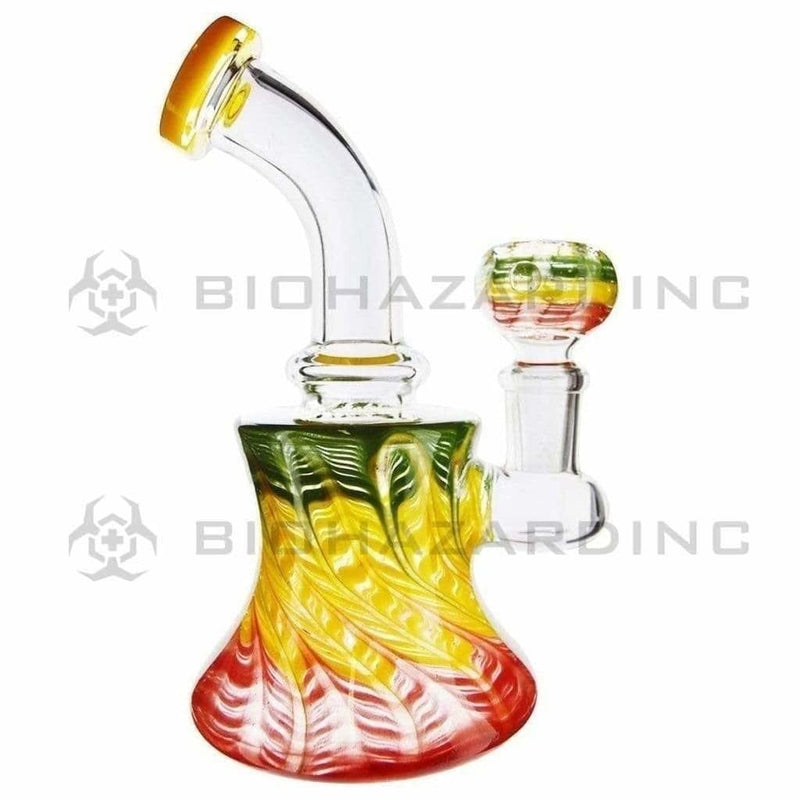 Biohazard Inc Glass Dab Rig 6" Raked Dab Rig / Bong w/ Banger & Bowl - Rasta