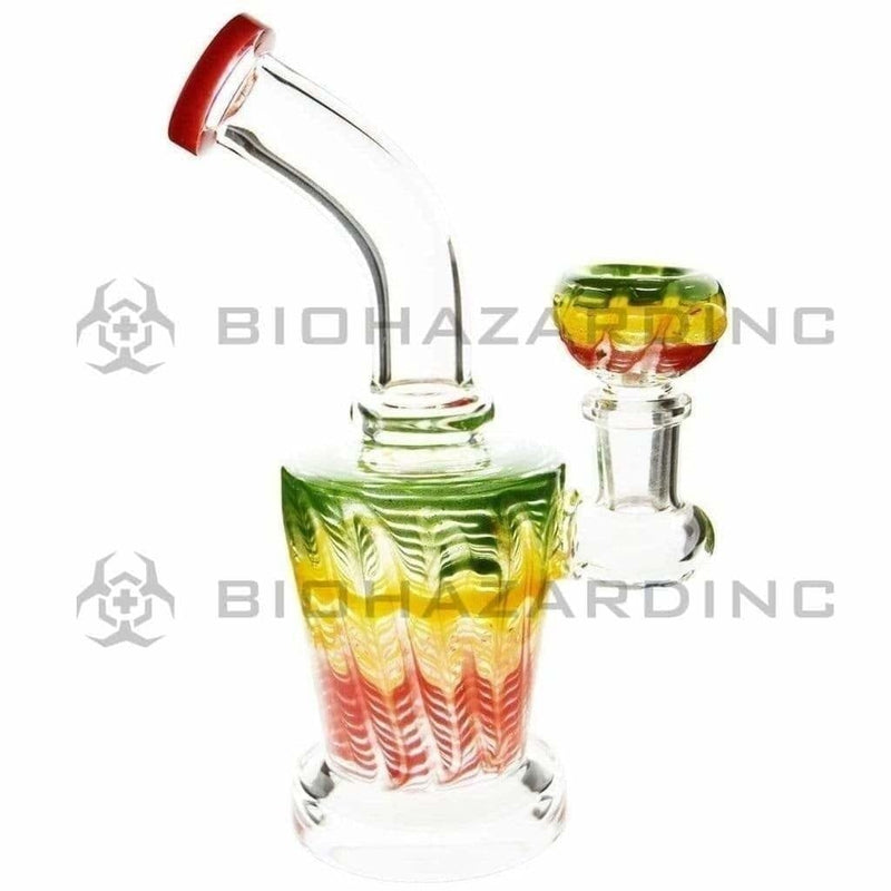 Biohazard Inc Glass Dab Rig 6" Raked Dab Rig / Bong w/ Banger & Bowl - Rasta