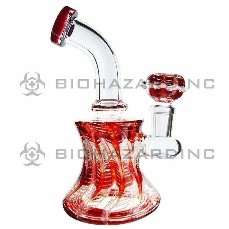 Biohazard Inc Glass Bong 6" Raked Dab Rig / Bong w/ Banger & Bowl - Red