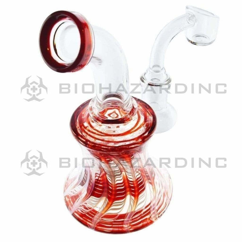 Biohazard Inc Glass Bong 6" Raked Dab Rig / Bong w/ Banger & Bowl - Red