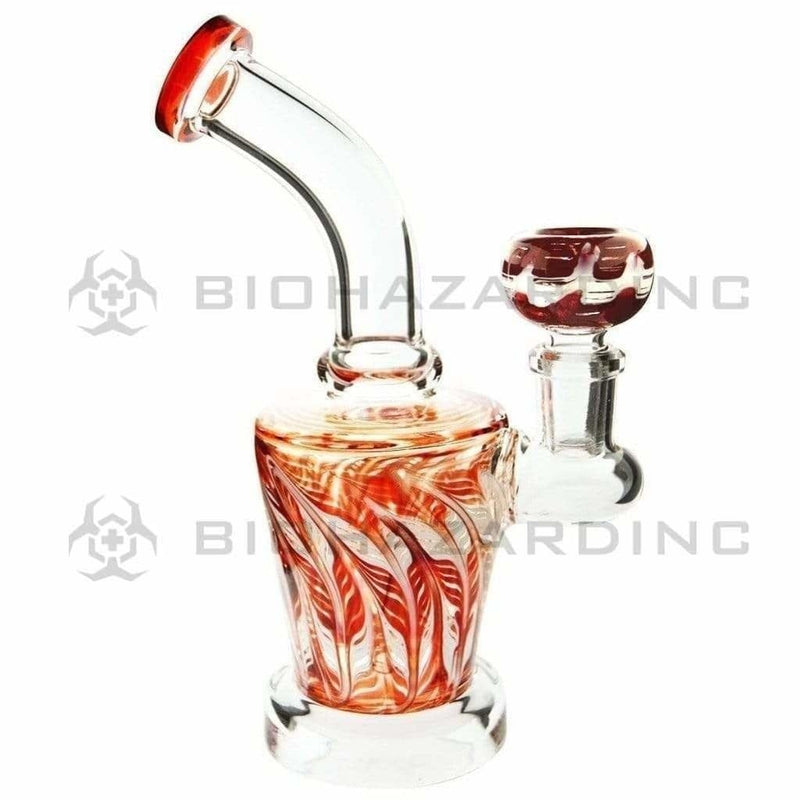 Biohazard Inc Glass Dab Rig 6" Raked Dab Rig / Bong w/ Banger & Bowl - Red