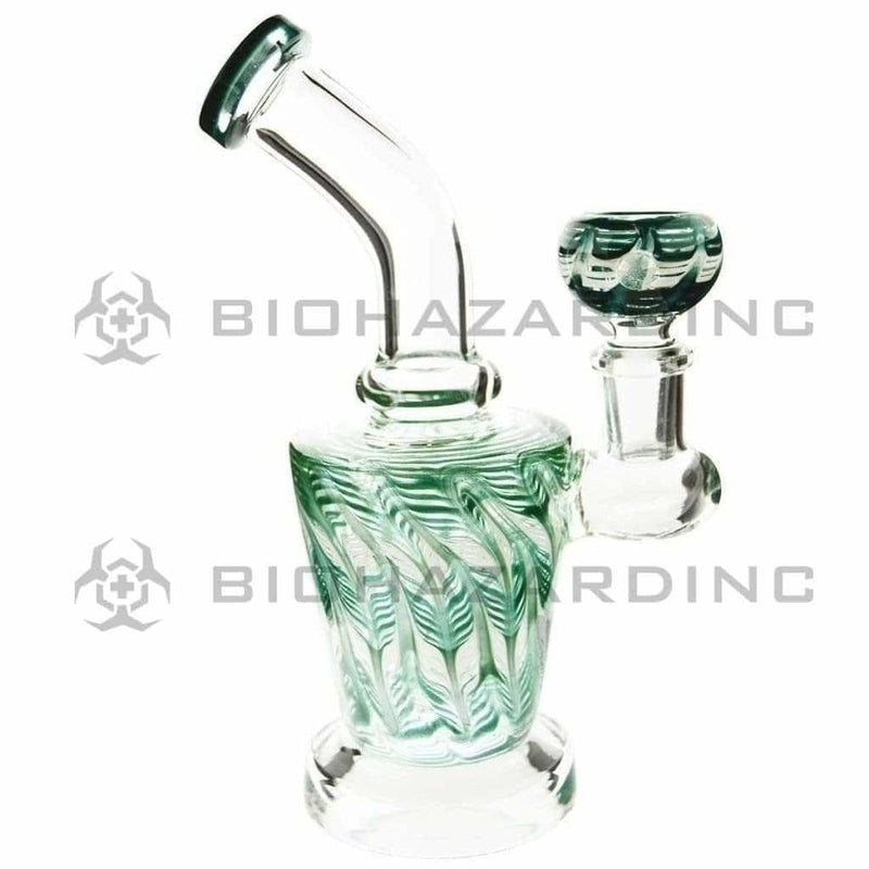 Biohazard Inc Glass Dab Rig 6" Raked Dab Rig / Bong w/ Banger & Bowl - Turquoise