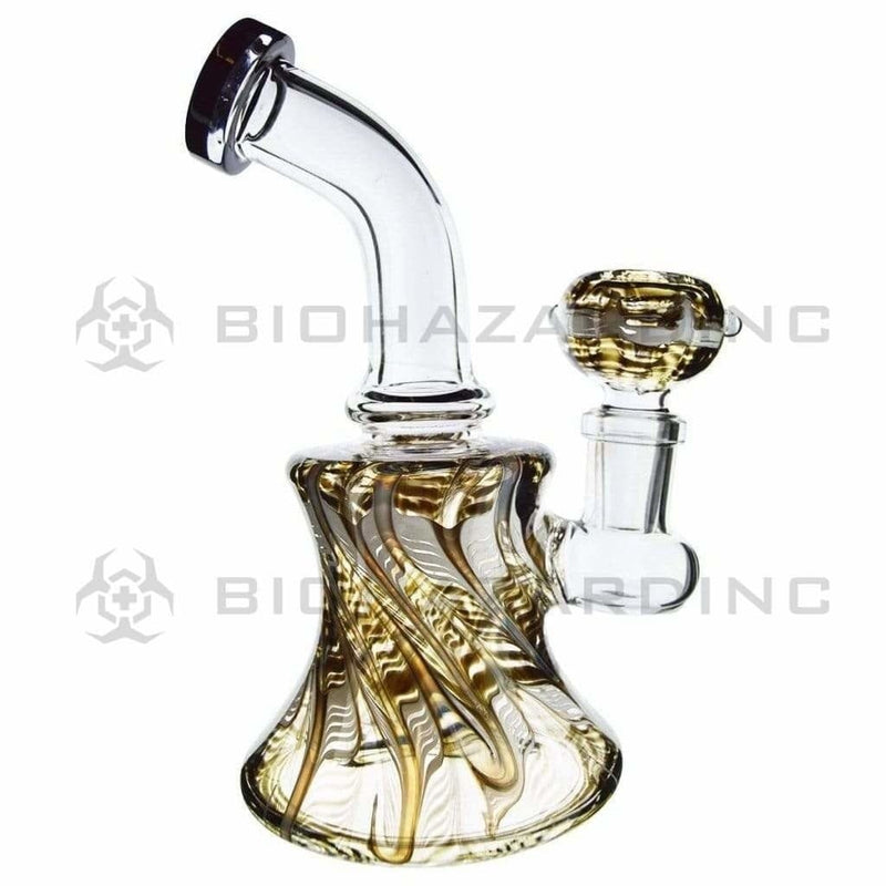 Biohazard Inc Glass Bong 6" Raked Dab Rig / Bong w/ Banger Hanger & Bowl - Black