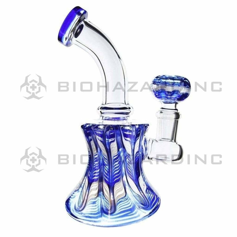 Biohazard Inc Glass Bong 6" Raked Dab Rig / Bong w/ Banger Hanger & Bowl - Blue