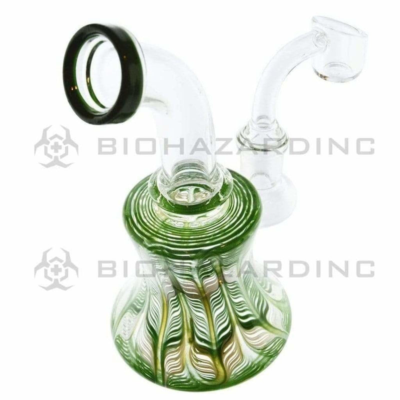 Biohazard Inc Glass Bong 6" Raked Dab Rig / Bong w/ Banger Hanger & Bowl - Green