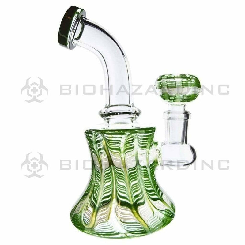 Biohazard Inc Glass Bong 6" Raked Dab Rig / Bong w/ Banger Hanger & Bowl - Green