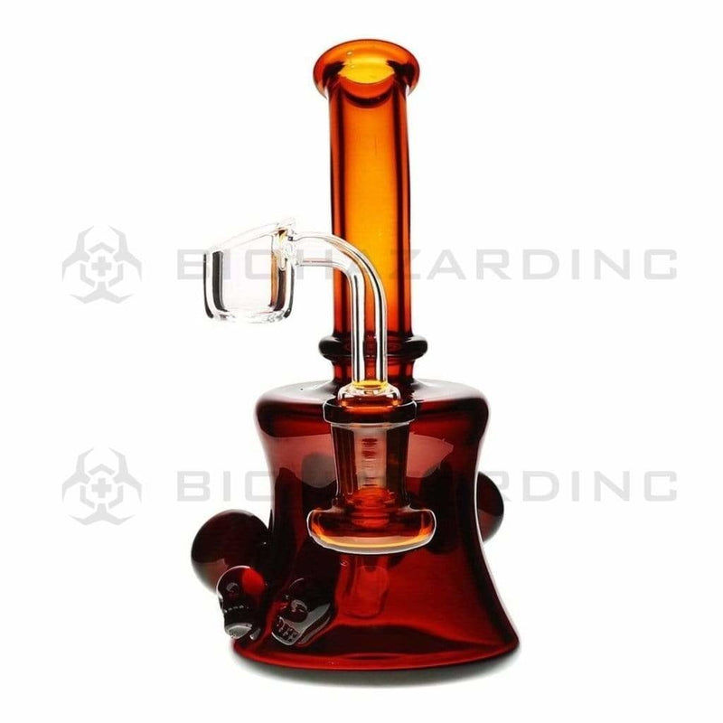 Biohazard Inc Glass Dab Rig 6" Skull Marbles Banger Hanger w/ Banger - Amber